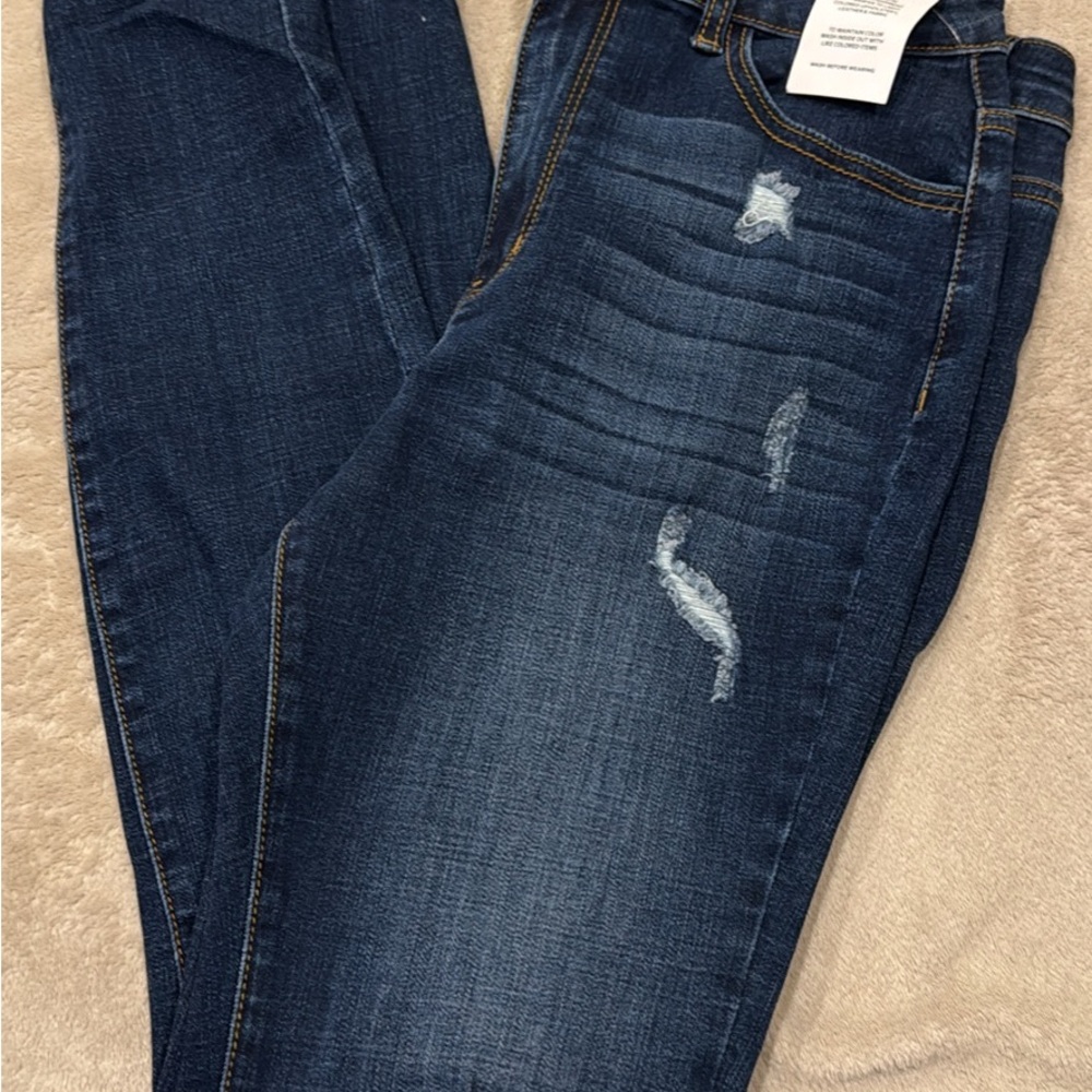 Encore Jeans Blue Skinny Denim with Distressed Details